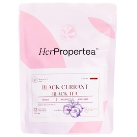 Her Propertea Black Currant Black Tea – Caffeinated, Natural, Antioxidant-Rich, Premium Whole Leaf Black Tea Blend with Black Currant. 12 Plant-Based Pyramid Tea Bags (1.3 OZ)