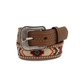 ARIAT Youth Boys Southwest Design Embroidered Inlay Belt, Multicolored, 28