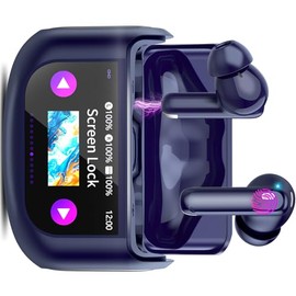 Wireless Earbuds, Bluetooth 5.4 Ear buds with Multifunctional Touch Screen, 48H Bass Stereo Headphones with ANC/ENC Noise Cancelling/Transparency mode, IPX7 Earphones with 5 EQ Modes,Starry Night Blue