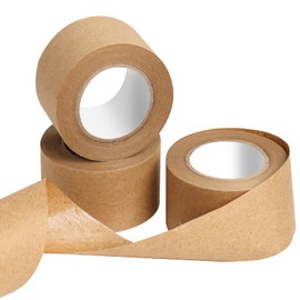 SBYURE 3 Pack Brown Packing Tape,Water Activated Tape Brown Paper Tape for Shipping, Storage, Crafts(48 mm x 88.5 Yard)