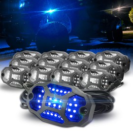 Winunite 12 Pods Blue Rock Lights Wide Angle Underglow Lights with Extension Wires, IP67 Waterproof Fender Lights for Trailer Off Road Truck ATV UTV SUV Motorcycles