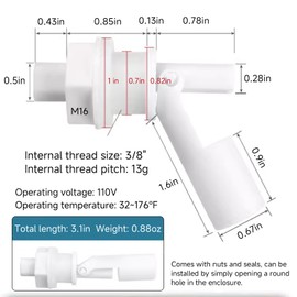 Copapa Tanks Horizontal Liquid Float Switch Water Level Sensor NO NC (White)