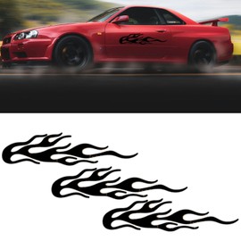 3 Pcs Black Flame Reflective Sticker Decal for Cars Motorcycle