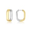 Surrounded Forest Two-Tone Hoop Earrings Square Hoop Earrings Silver And