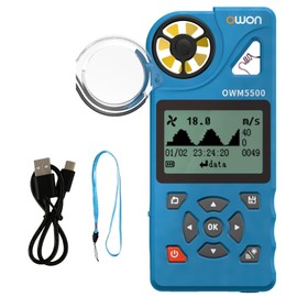 OWON OWM5500 Digital Anemometer: Handheld HVAC Tool for Precise CFM Air Flow Measurement, Wind Speed Measurement, Temperature and Humidity Monitoring with USB Sync to PC