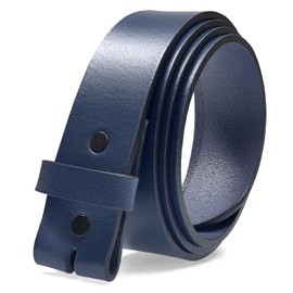 BS1053 One Piece Full Grain Buffalo Leather Belt Strap with Snaps on 1-3/8"(35mm) Wide (Navy, 36)