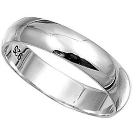 Men's 925 Solid Sterling Silver Polished 4mm wide band ring in sizes G-Z (L)