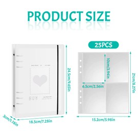 Hoxfly A5 Binder Photo Card Album, 3 Inch Kpop Photo Album Holder, Photocard Binder Kpop, Pack of 25 Photo Sleeves A4 Photo Clear Pockets, 6 Ring Binder Photocard Binder, Plastic Binder, Waterproof