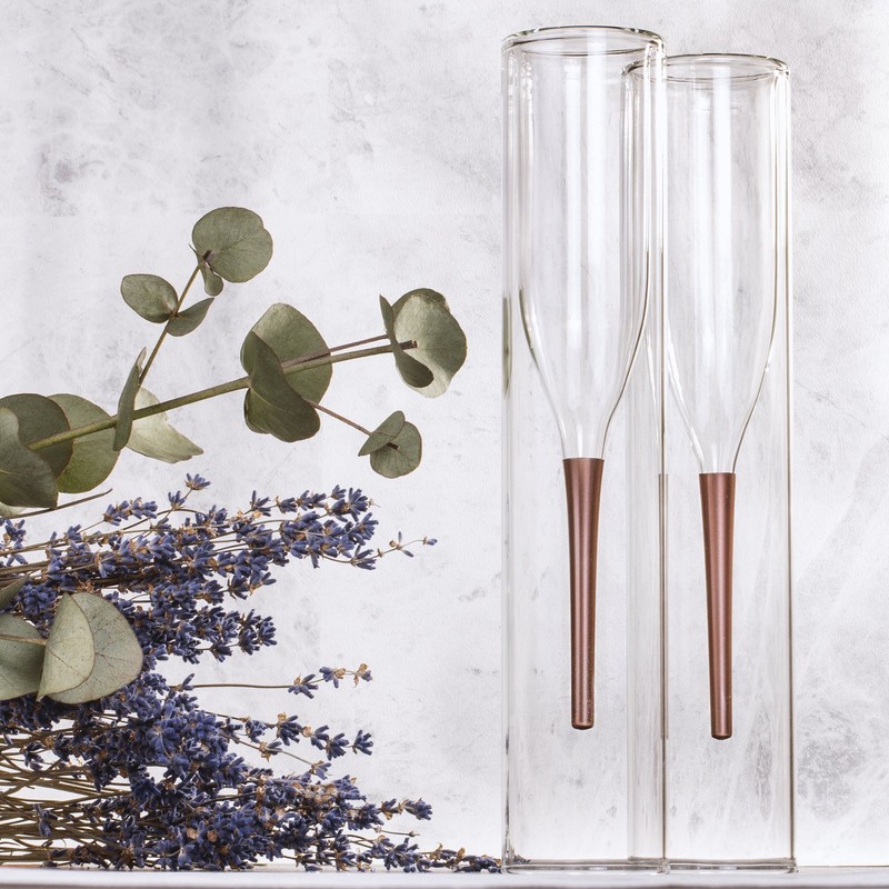 Thumbs Up Inside Out Champagne Flutes, Clear, Set of 2