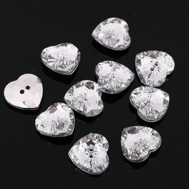 CraftbuddyUS AB5 23mmx20pcs Sew on Diamante Heart Buttons Sparkle Acrylic Crystal Rhinestone