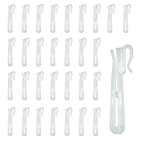 30 Pcs Plastic Curtain Hooks Lifting Curtain Tape Hook Adjustable