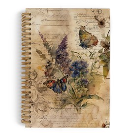 QLMX Butterfly Journal, Butterfly Notebook, Vintage Butterfly Spiral Notebook, Butterfly Notebooks for School, Butterfly Gifts for Women, Butterfly Floral Spring Office Supplies Gifts, 5.5x8.3 Inch