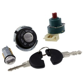 Black Ignition Lock Set with Helmet Compartment Lock and 2 Keys Compatible with Piaggio Zip 50cc 2001-2009
