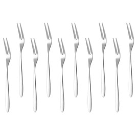 ZAAWUUT Stainless Steel Appetizer Forks,Set of 10,Reusable 2 Prong Mini Forks for Dessert,Fruit,Cocktails,Parties,Travel,5.1 Inch/13cm (Silver)