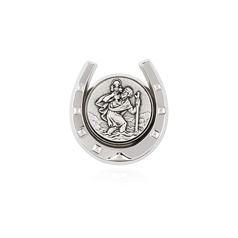 NKlaus 11425 Car Plaque Patron Saint Horseshoe 3D Saint Christopher