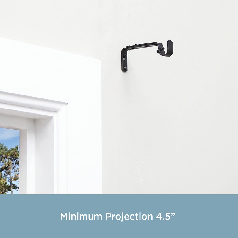 Kenney KN85290 Adjustable Curtain Rod Brackets, Black (2-Pack)