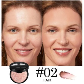 SHEBEEDO Colour Correcting Powder Foundation, Long-lasting 24H Wear, Shimmer Brick Pressed Bronzer, Full Coverage, Transfer,Matte Natural Finish, New Formula (#02 Fair)