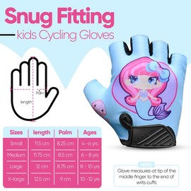 SAGA SPORTS Half Finger Kids Cycling Gloves| Non-Slip, Padded, Antislip, Fingerless Kids Bike Gloves for Boys and Girls | Ideal for BMX, MTB, Gymnastics (Aqua Marine, Large [8-10])