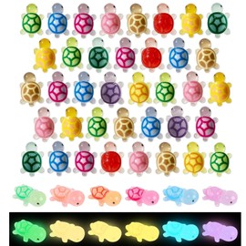 ZUJIACUN 50Pcs Mini Resin Turtle, Cute Little Turtle Glows in The Dark, Multi-Color Enchanted Turtle Statue Mini Statue Decorated DIY Craft Garden Landscape Doll House Decoration