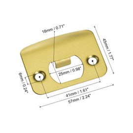 sourcing map D-Type Door Strike Plate, 10Pcs 57mm x 45mm Rounded Corners 201 Stainless Steel Latch Deadbolt Strike Plate for Door Frame Door Jamb, Gold
