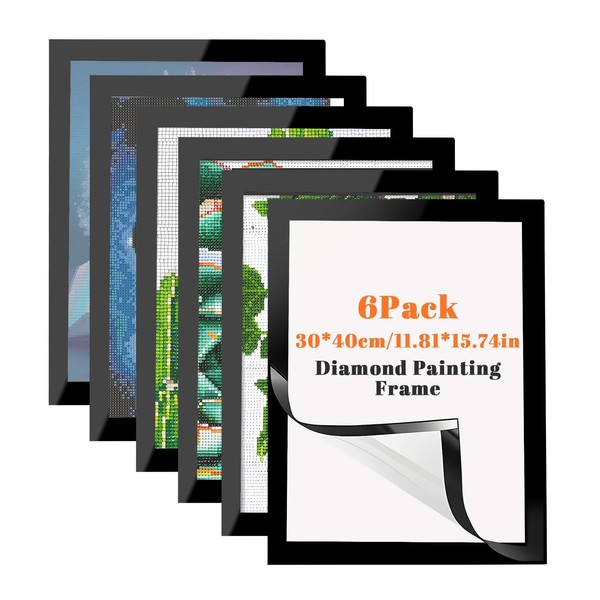 LIFEDYLUK 6 Pièces Cadre pour Diamond Painting 30 x 40 cm, cadre peinture diamant Magnétiques Auto-adhésif, Cadre de Peinture Diamant 5D pour Documents, Photos, Licences