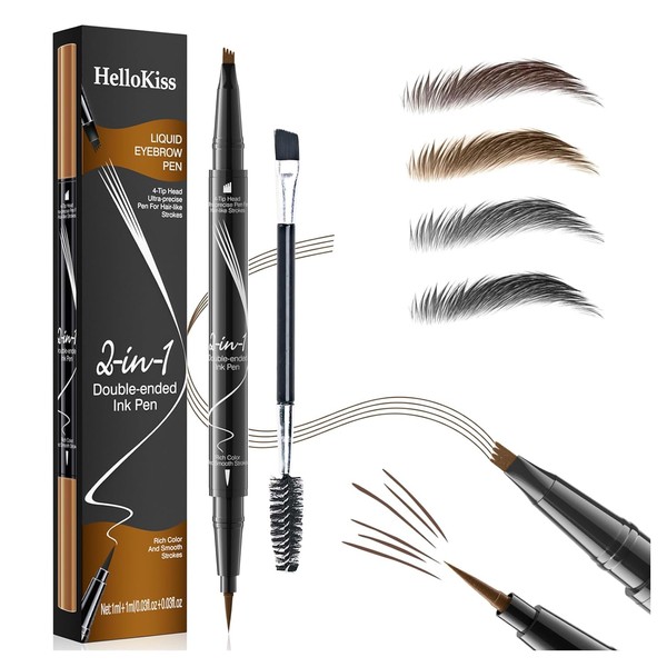 Eyebrow Pencil, Waterproof 2-in-1 Microblading Pen with Dual Ends, Long-Lasting