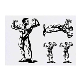 4 x 'Posing Strong Man' Temporary Tattoos - Water Resistant, Skin-Safe, Non-Toxic Transfers, Mixed Sizes (TO00049815)