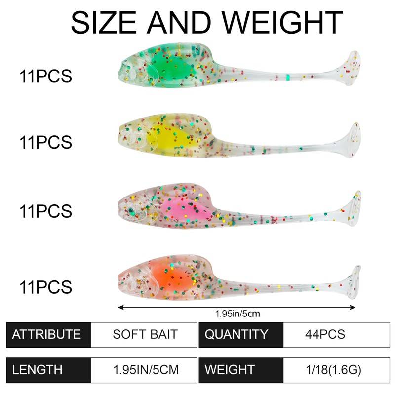 Crappie Lures Soft Plastic Lures Kit - 44pcs Crappie Baits