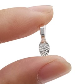 100pcs 15x5mm Silver Plated Small Pendant Bails Glue on Bails Tag Jewelry Bails Oval Scrabble Glue On Earring Bails Small Spoon Shape for Making Jewelry Scrabble Or Glass Cabochon Tiles (9062-100)