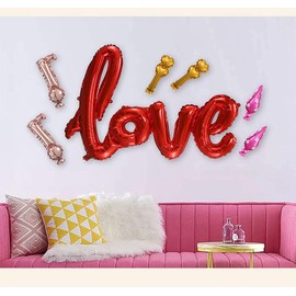 TONIFUL Large Red LOVE Foil Balloons Banner,42 Inch Mylar Foil Letters Balloons Reusable Material for Romantic Valentine's Day Wedding Bridal Shower Anniversary Engagement Party Decorations