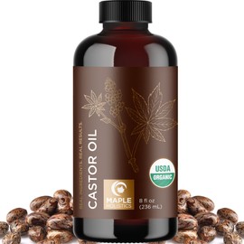 Aceite de Ricino Orgánico Maple Holistics  Organic Castor Oil, Cold-Pressed, 4 oz                                                                     