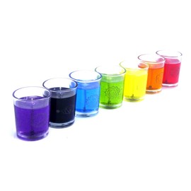 7 Unscented Chakra Votives Candles Set In Etched Glass Up To 25 Hours Each Mineral Oil Based Candles By The Gel Candle Company