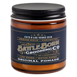 Battle Born Grooming Co Original Pomade (Unscented, 4 oz) | Medium Hold | Low Shine | Natural Ingredients | Water Based