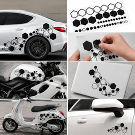YTAXYZWR 52 Pezzi Adesivi Auto Nido d'Ape Nero, Sticker Racing per Carrozzeria 77,7 x 20,3 cm, Decorazione Sportiva per Cofano SUV Camion Fuoristrada Portiere e Tuning Auto