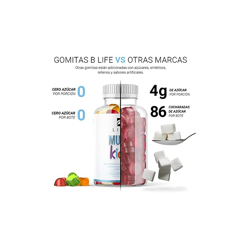B Life Vitaminas en Gomitas Sin Azúcar Añadida para Niños