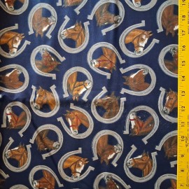 VIP by Cranston BTY Vintage Cranston V.I.P. Western Horse Horseshoe Cotton Fabric By The Yard