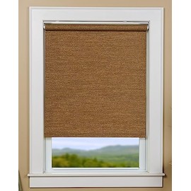 Green Mountain Vista Textured Natural Woven Cordless Spring Roller Blind - Cordless Blind & Shade for Home Windows and Doors, Light Filtering, Total Privacy (40" Wide x 72" Long, Cocoa)