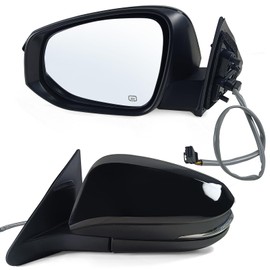 Paderson Left Driver Side Mirror Assembly Fits 2014-2019 Toyota Highlander With Power Glass Heated Turn Signal without Blind Spot and Puddle lights Match Black Replace TO1320317(6Pins)