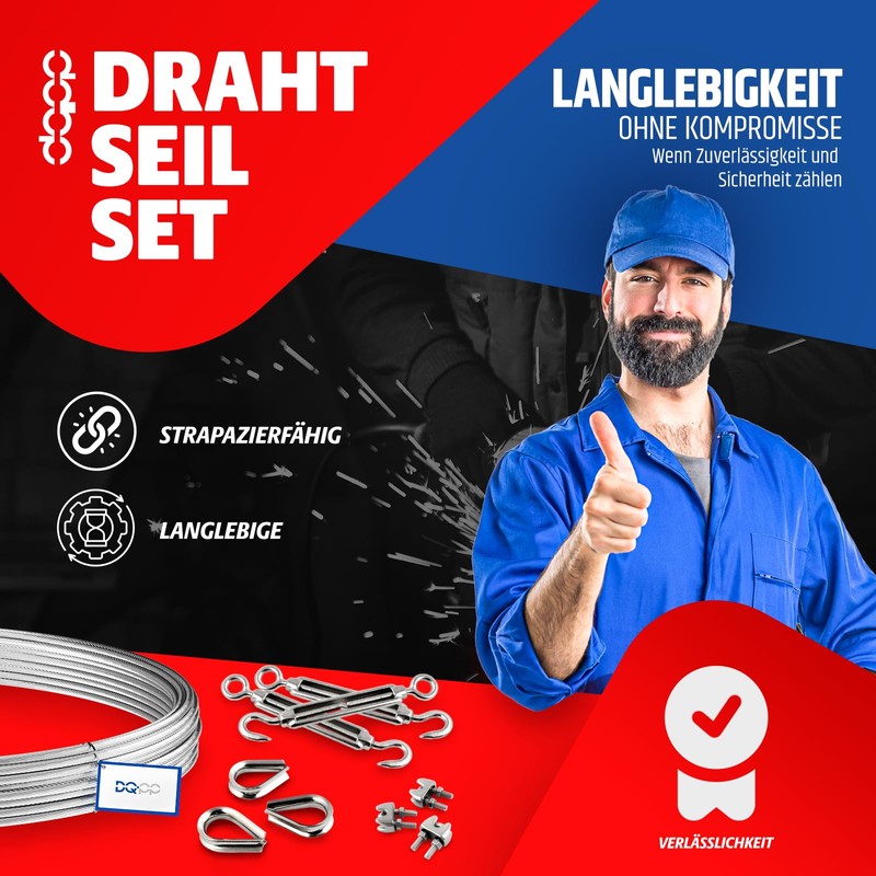 SET 15m wire rope stainless steel strand:7x7 3mm + 6