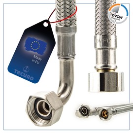 Tecuro Drinking Water Inlet Hose IG with Elbow 90° x IG - KTW-A- DVGW 3/8 x 3/8 x 2000 mm