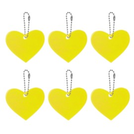 PATIKIL Reflective Keychain Tags, 6 Pack Reflective Pendant PVC High Visibility Reflector Key Ring Safety Reflector for Backpack Cycling Walking, Fluorescent Yellow