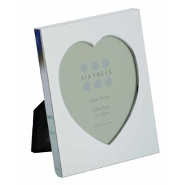 Sixtrees Romeo Heart Shaped silver plated photo frame for a 3.5" x 4" (90mm x 100mm) picture.