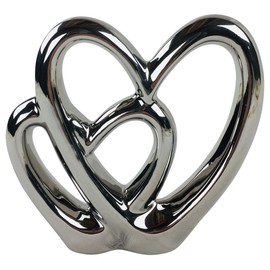 Double Heart Silver Ornament