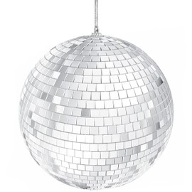 The Dreidel Company Mirror Disco Ball 4" Inch 8-Pack, Silver Hanging Ball with Attached String for Ring, Reflects Light, Fun Party Home Bands Decorations, Party Favor (8-Pack)
