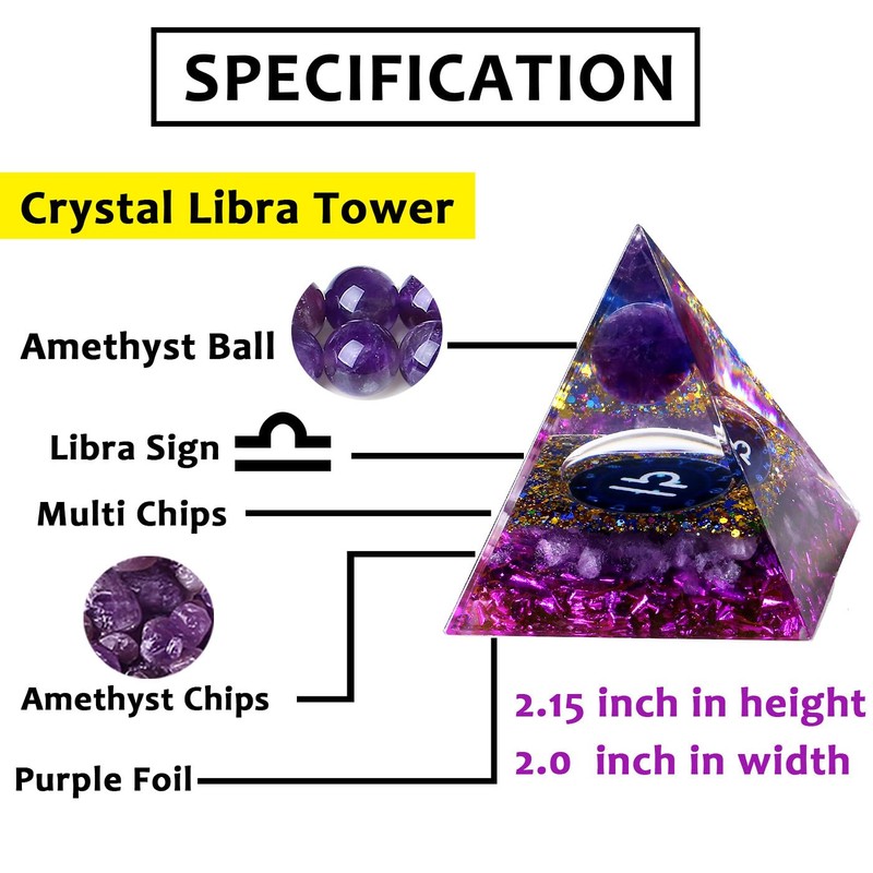 XIANNVXI Libra Pyramid Amethyst Stone Crystals Gemstones Large Pyramids Zodiac
