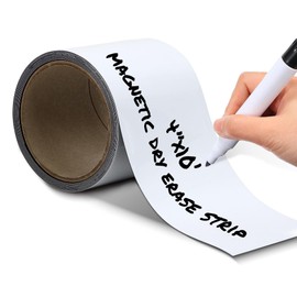 Houseables Magnetic Strip, Magnetic Tape Roll, Magnet Tape, Magnet Roll, Dry Erase Label, Strips for White Board, Write On Labels, Whiteboard Sheet, Dry Erase Sheet, Writable, Wipe Off, 4 in x 10 FT