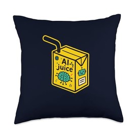 Funny AI Juice Artificial Intelligence Robot Tech Humor Throw Pillow