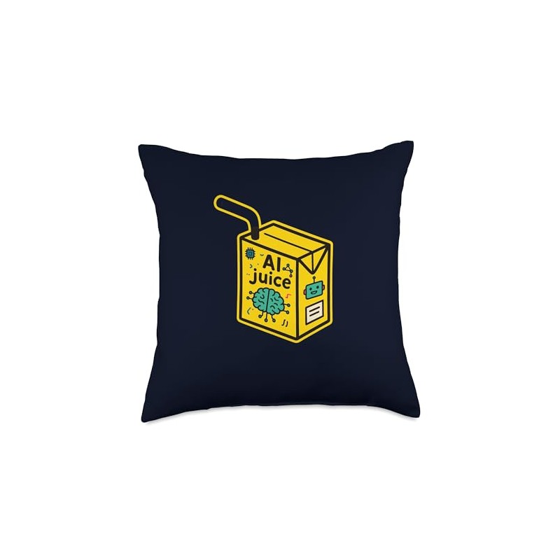 Funny AI Juice Artificial Intelligence Robot Tech Humor Throw Pillow