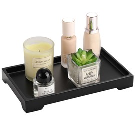 Luxspire Vanity Tray, 6"x 10" Rectangle Bathroom Tray, Toilet Tank Tray, Resin Kitchen Tray Decorative Jewelry Tray, Vanity Countertop Organizer Bathroom Accessories, Medium, Matte Black