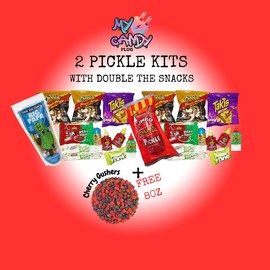 2 Double Dill Pickle Kits DIY - Sweet and Sour Gift Snacks - Cherry Flavor - Specification: Both 1 Original Pickle and 1 Chamoy Pickle